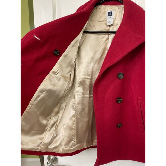 GAP XS Wool red blazer doubled breasted Peacoat classic coat - Picture 8 of 9
